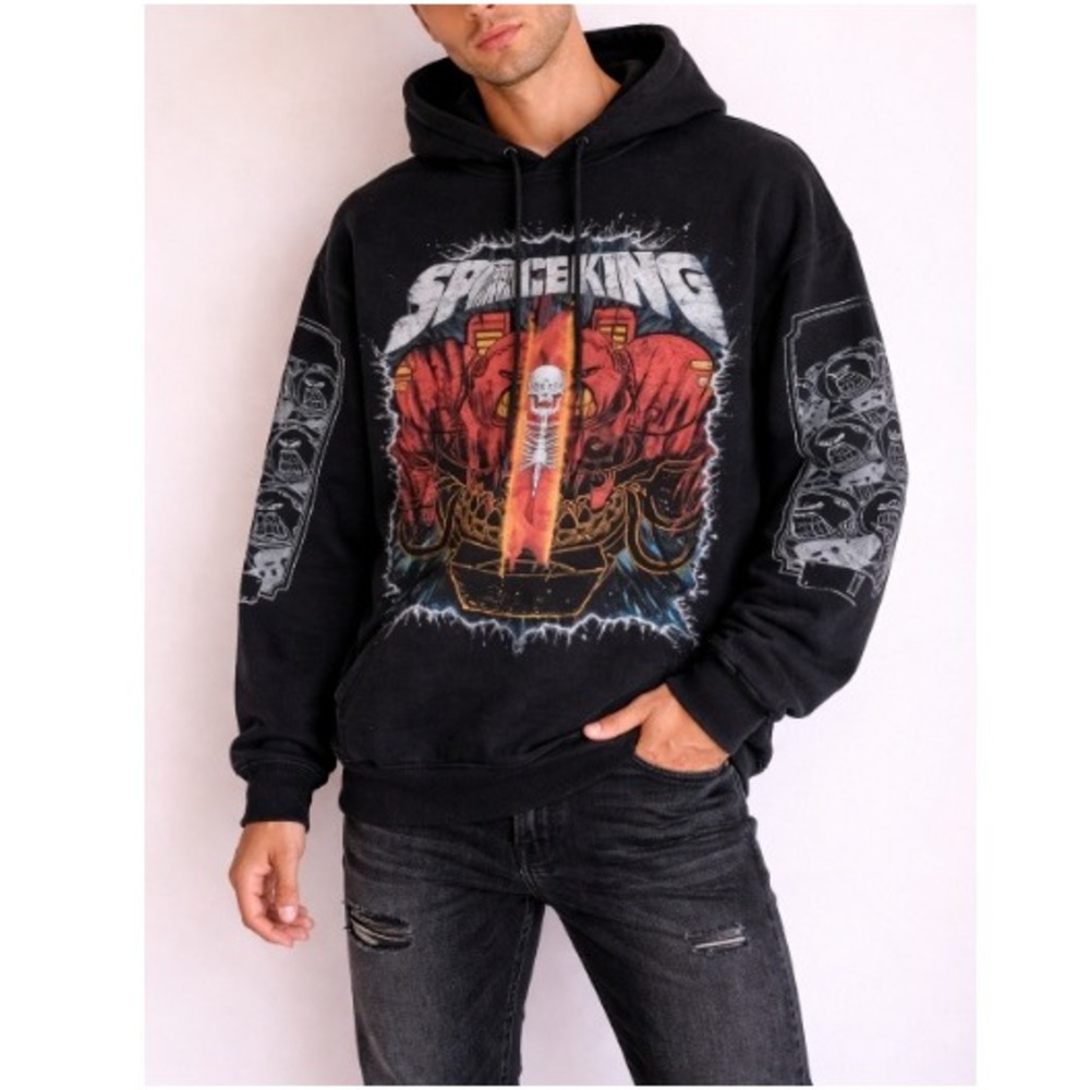 Spacking Flashgitz Men's Black Graphic Print Star Defender Hoodie Size 4XL NWT‎